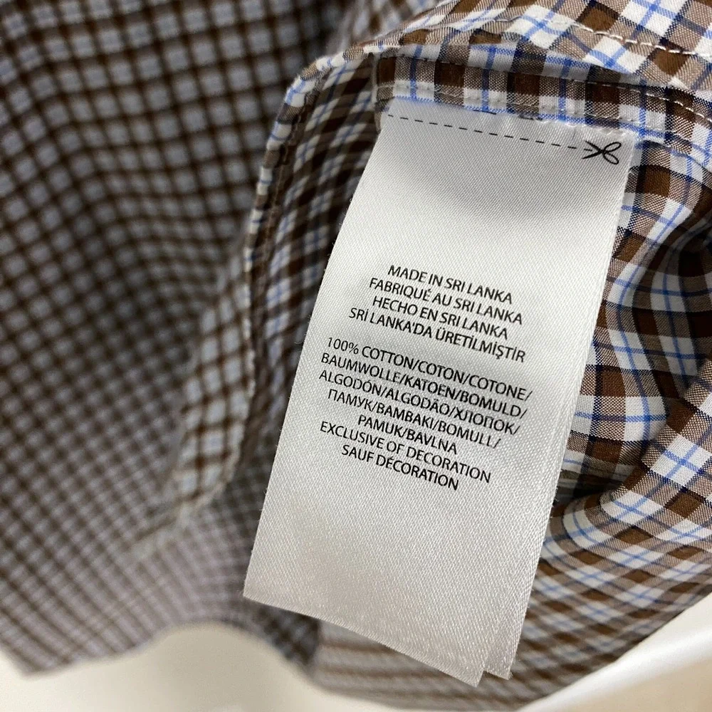 Ralph Lauren Button Down Dress Shirt Mens Large Brown Blue Plaid Check Business - Picture 4 of 6